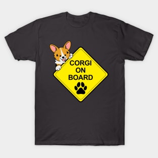 Corgi on Board T-Shirt (Tri Color Corgi) T-Shirt